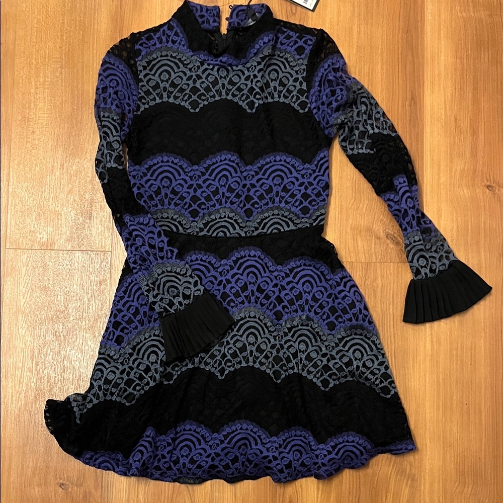 Romeo & Juliet Couture Black and Blue Lace Kids Dress